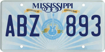 MS license plate ABZ893