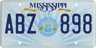 MS license plate ABZ898