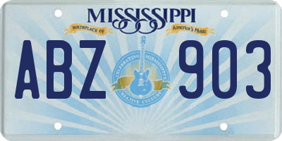 MS license plate ABZ903
