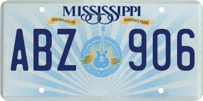 MS license plate ABZ906