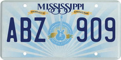 MS license plate ABZ909