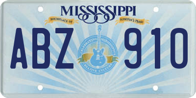 MS license plate ABZ910