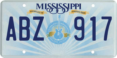 MS license plate ABZ917
