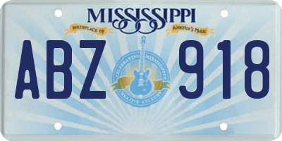 MS license plate ABZ918