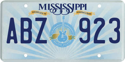 MS license plate ABZ923