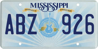 MS license plate ABZ926