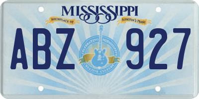 MS license plate ABZ927