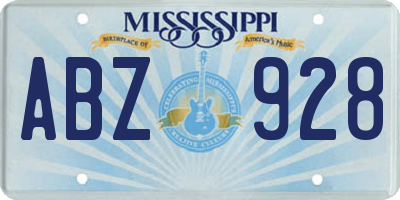 MS license plate ABZ928