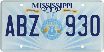 MS license plate ABZ930