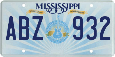 MS license plate ABZ932