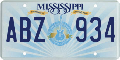 MS license plate ABZ934