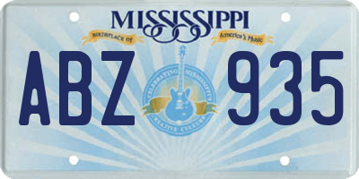 MS license plate ABZ935