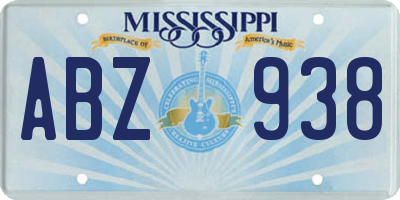 MS license plate ABZ938