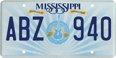 MS license plate ABZ940