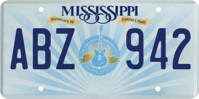 MS license plate ABZ942