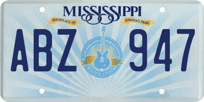 MS license plate ABZ947