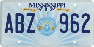 MS license plate ABZ962