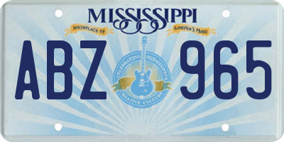MS license plate ABZ965