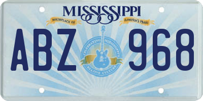 MS license plate ABZ968