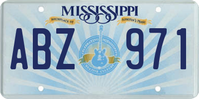 MS license plate ABZ971