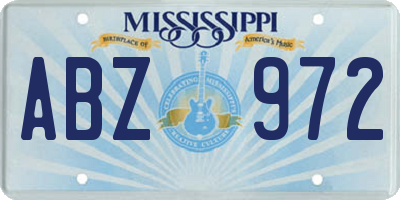 MS license plate ABZ972
