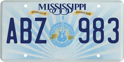 MS license plate ABZ983
