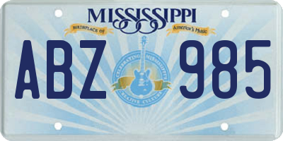 MS license plate ABZ985