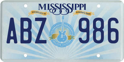 MS license plate ABZ986
