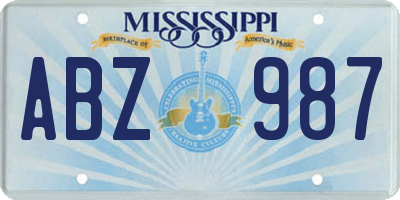 MS license plate ABZ987