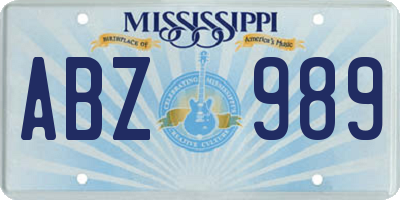 MS license plate ABZ989