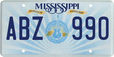 MS license plate ABZ990