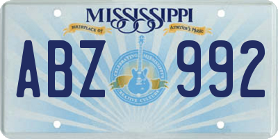 MS license plate ABZ992