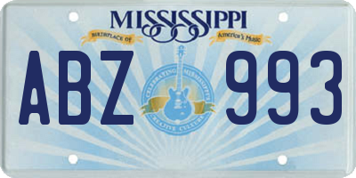MS license plate ABZ993