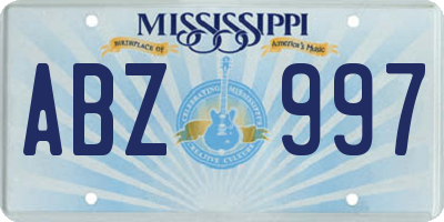 MS license plate ABZ997