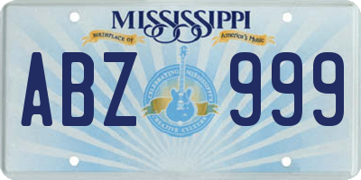 MS license plate ABZ999