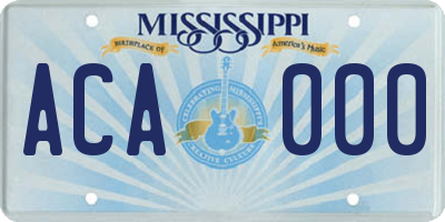MS license plate ACA000