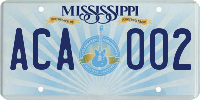 MS license plate ACA002