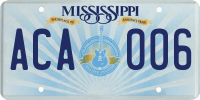 MS license plate ACA006
