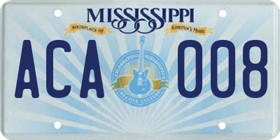 MS license plate ACA008