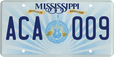 MS license plate ACA009