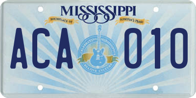MS license plate ACA010