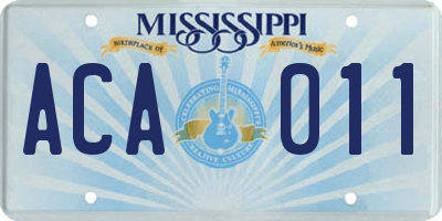 MS license plate ACA011