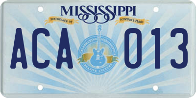 MS license plate ACA013
