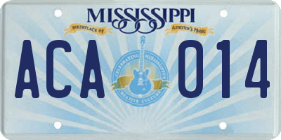 MS license plate ACA014