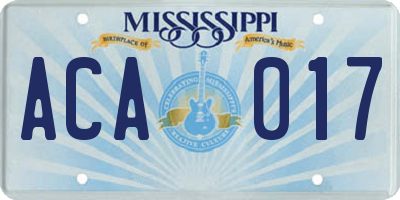 MS license plate ACA017