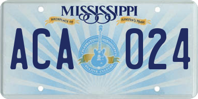 MS license plate ACA024