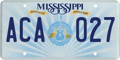 MS license plate ACA027