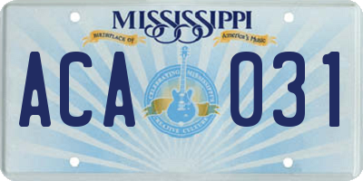 MS license plate ACA031