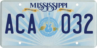MS license plate ACA032