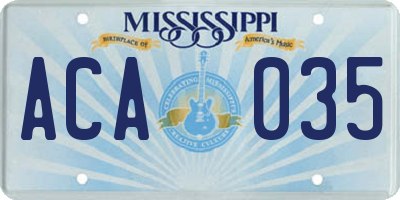 MS license plate ACA035